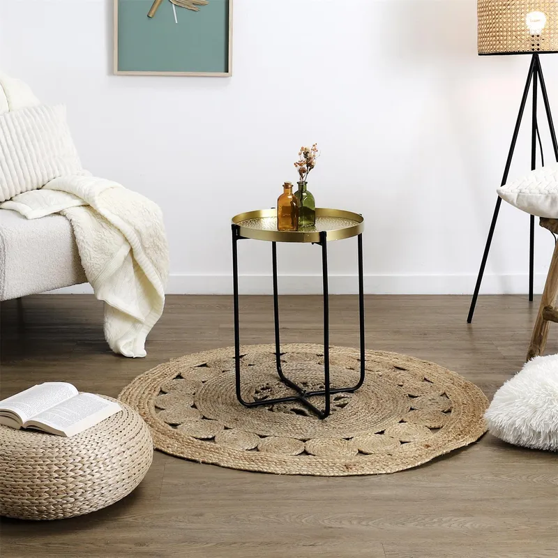 Stolik Kawowy MEBLIVA Alia Metal Okrągły 35 cm - Złoty/Czarny