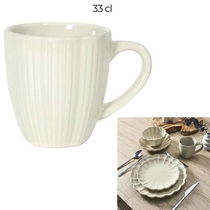 Kubek Calista MEBLIVA Ceramiczny Ryflowany 330ml - Szary