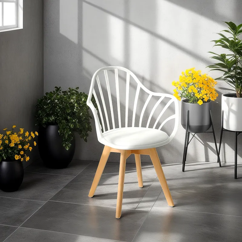 Krzesło MEBLIVA Sirena Z Podłokietnikami, Skandynawski Design - Białe