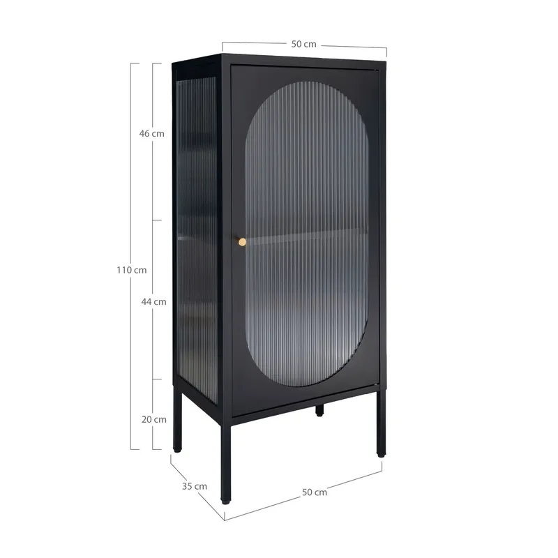 Gablota MEBLIVA Adelaide Wąska 110cm, Metal, Nowoczesny Styl - Czarna