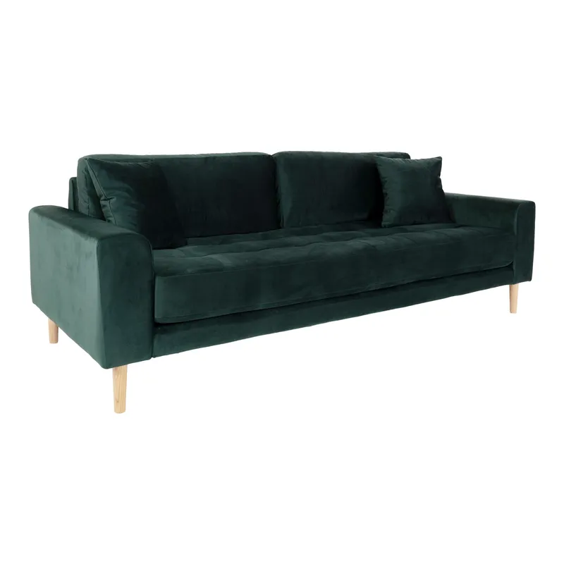 Sofa MEBLIVA Lido 3 Osobowa Aksamit Skandynawski - Butelkowa Zieleń
