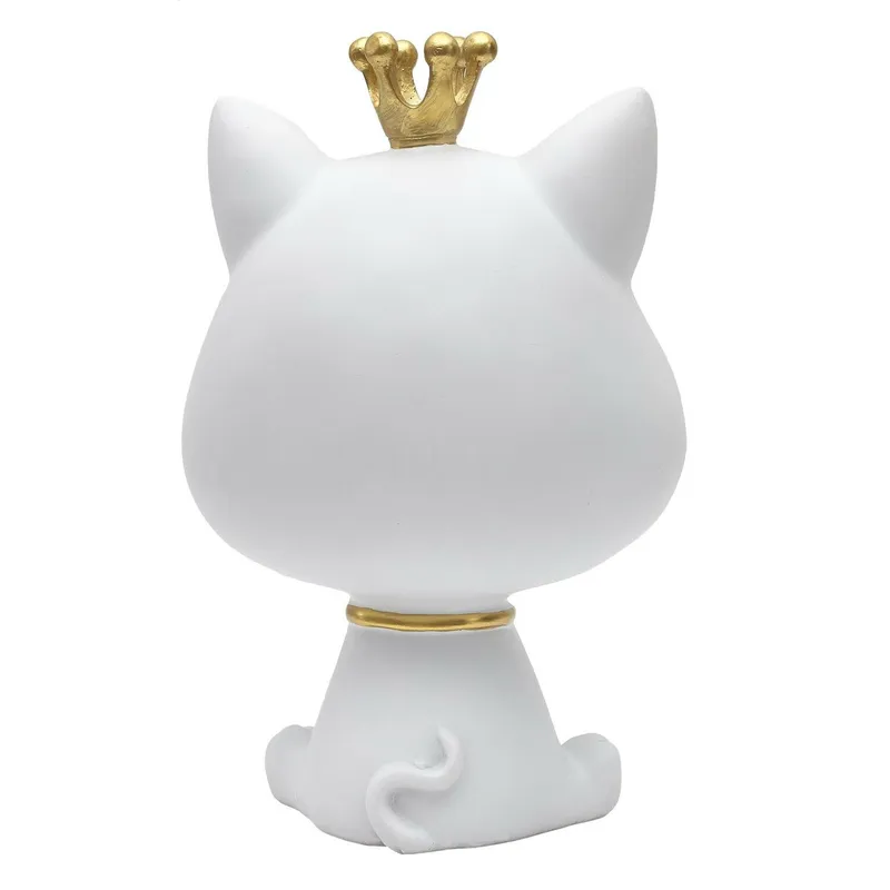 Figurka Kot Do Przechowywania MEBLIVA, Poliresin Glamour - Biały/Złoty