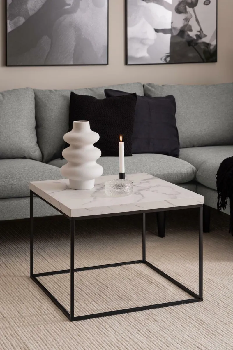 Stolik Kawowy MEBLIVA Barossa, Nowoczesny Design, Blat Marmur - Biały