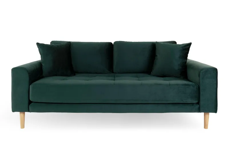 Sofa MEBLIVA Lido 180 cm, Aksamit, Skandynawska - Butelkowa Zieleń