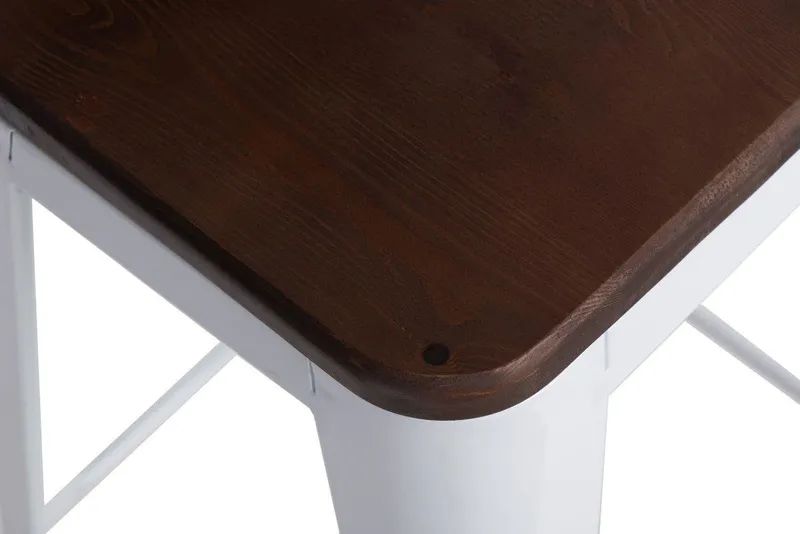 Hoker Barowy MEBLIVA Paris Wood 75cm Drewno Sosna - Biały