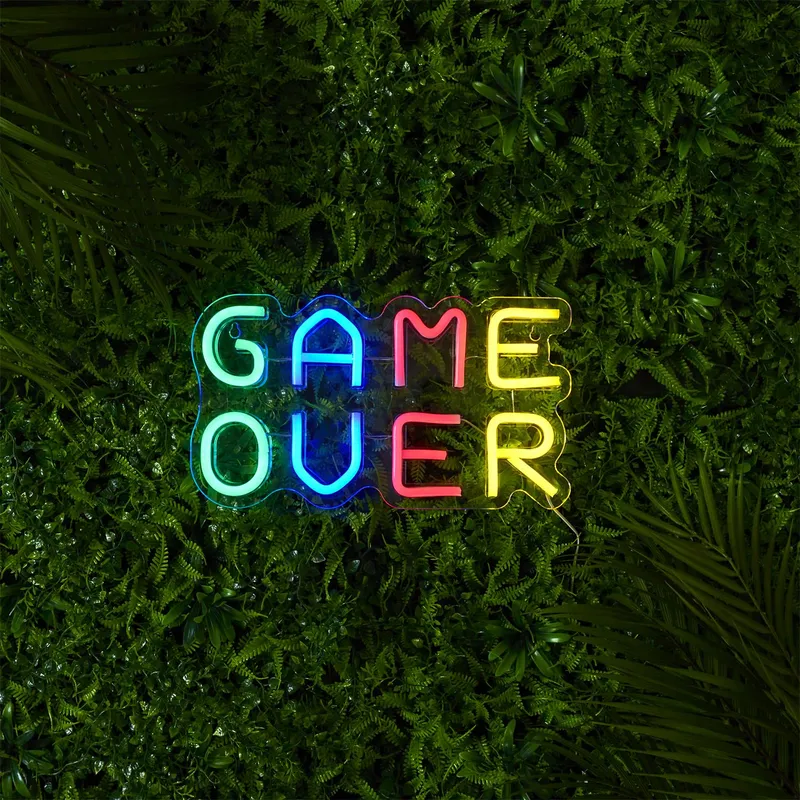 Lampka Dekoracyjna LED MEBLIVA Game Over Neon Na Ścianę - Multikolor