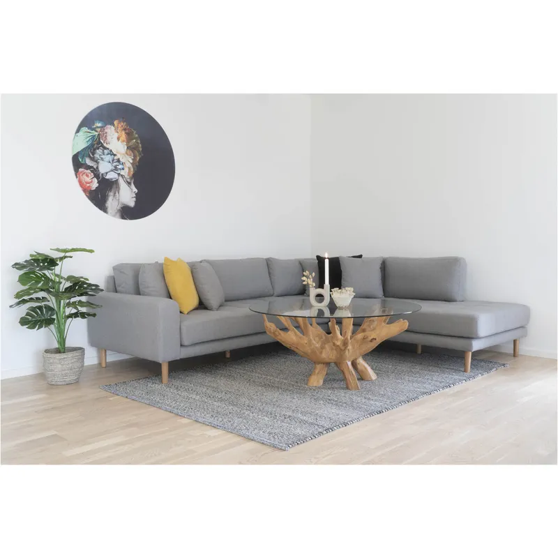 Stolik Kawowy MEBLIVA Amazonas 110cm Okrągły Szkło Drewno - Naturalny