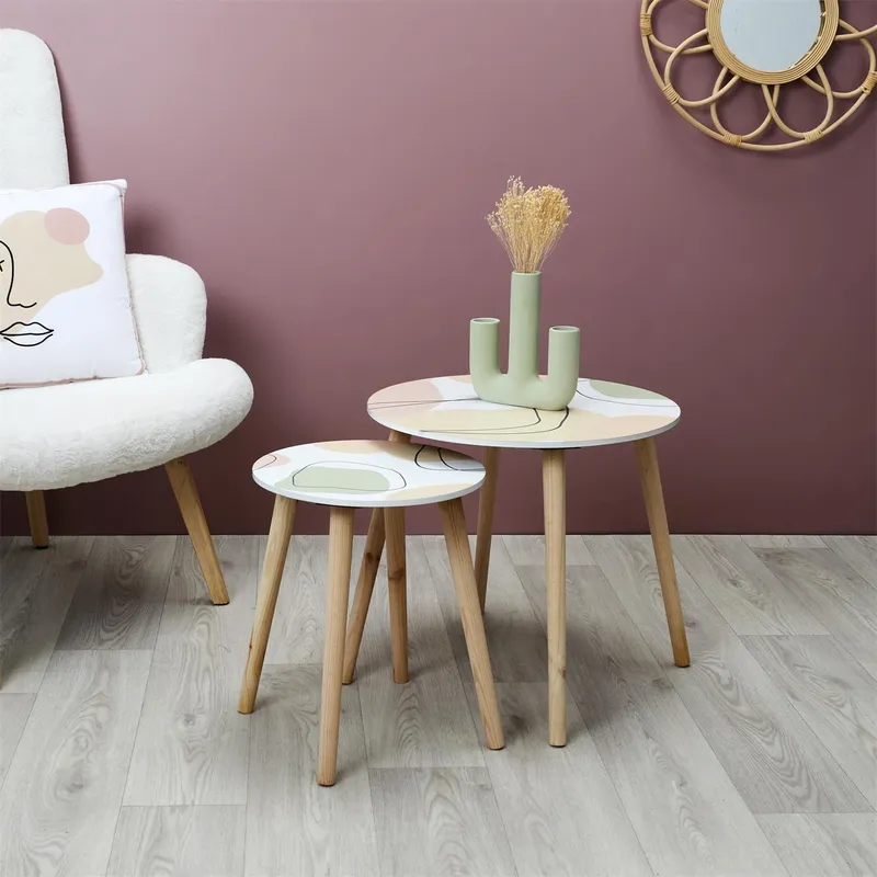 Stolik Kawowy MEBLIVA Arty Okrągły MDF 48cm - Pastele