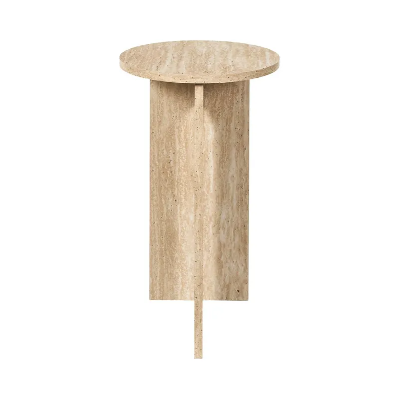Stolik Pomocniczy MEBLIVA Stone Okrągły Japandi 30 cm - Beżowy