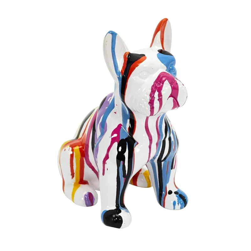 Figurka Buldog Francuski MEBLIVA Ceramika 20 cm - Biały Multikolor