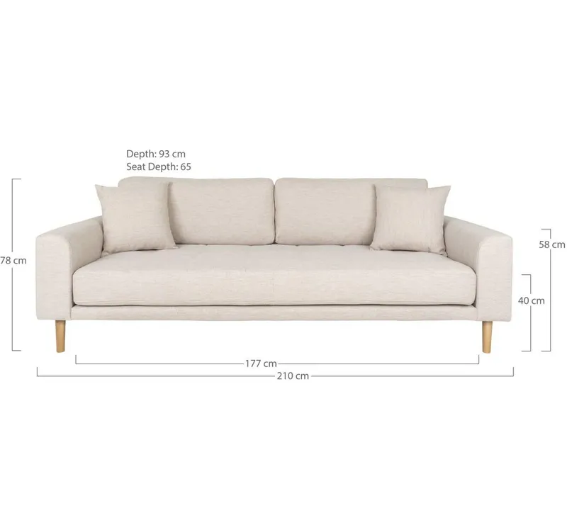 Sofa MEBLIVA Lido 3, Poliester, Skandynawska 210 cm - Beżowa