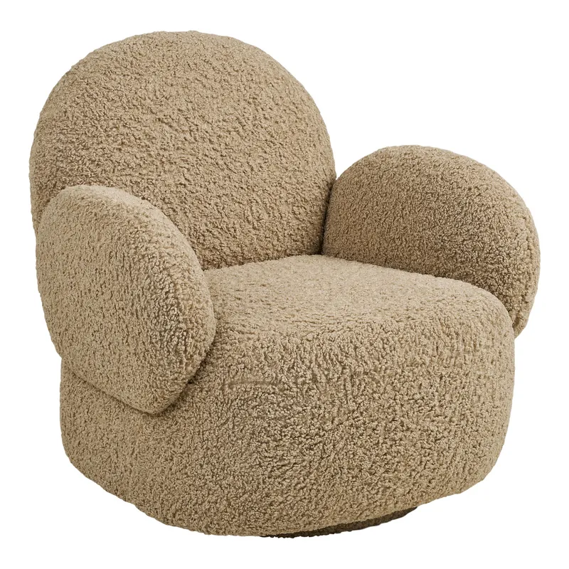 Fotel MEBLIVA Messina Obrotowy Tkanina Teddy - Jasnobrązowy