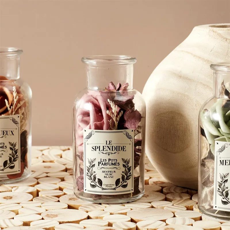 Szklany Słój MEBLIVA 12cm Z Pot Pourri - Różowy