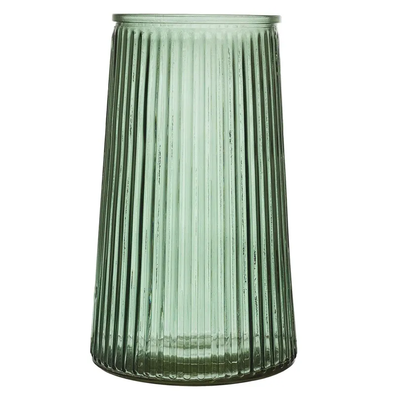Wazon Szklany MEBLIVA Louise, Art Deco 21,5 cm - Zielony