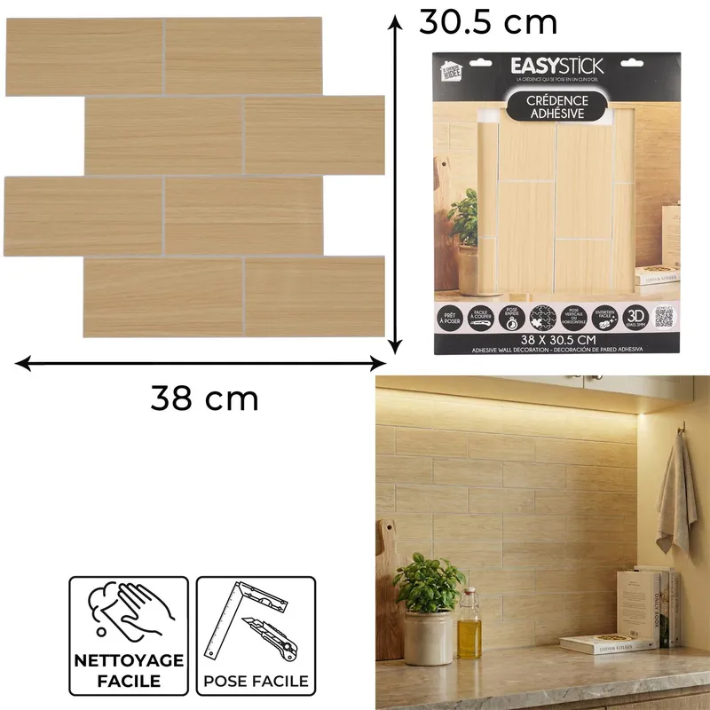 Panel Winylowy Samoprzylepny MEBLIVA Easy Stick, 30,5×38 cm - Naturalny Dąb