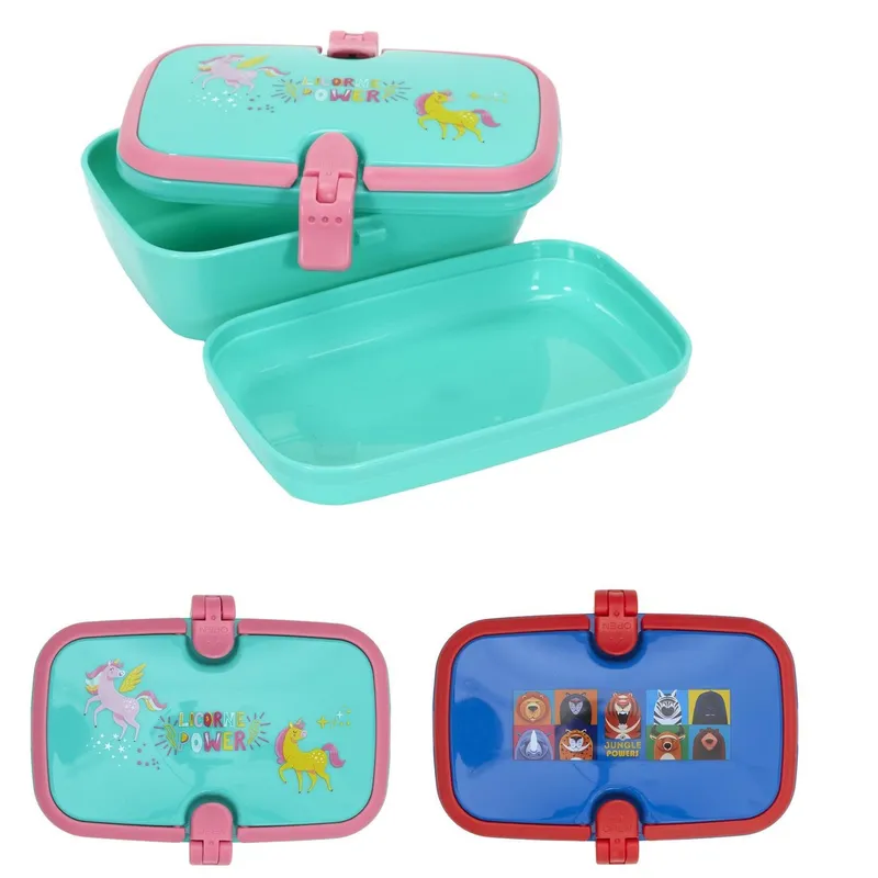 Lunch Box Dziecięcy MEBLIVA Jednorożec, Tworzywo Sztuczne - Niebieski