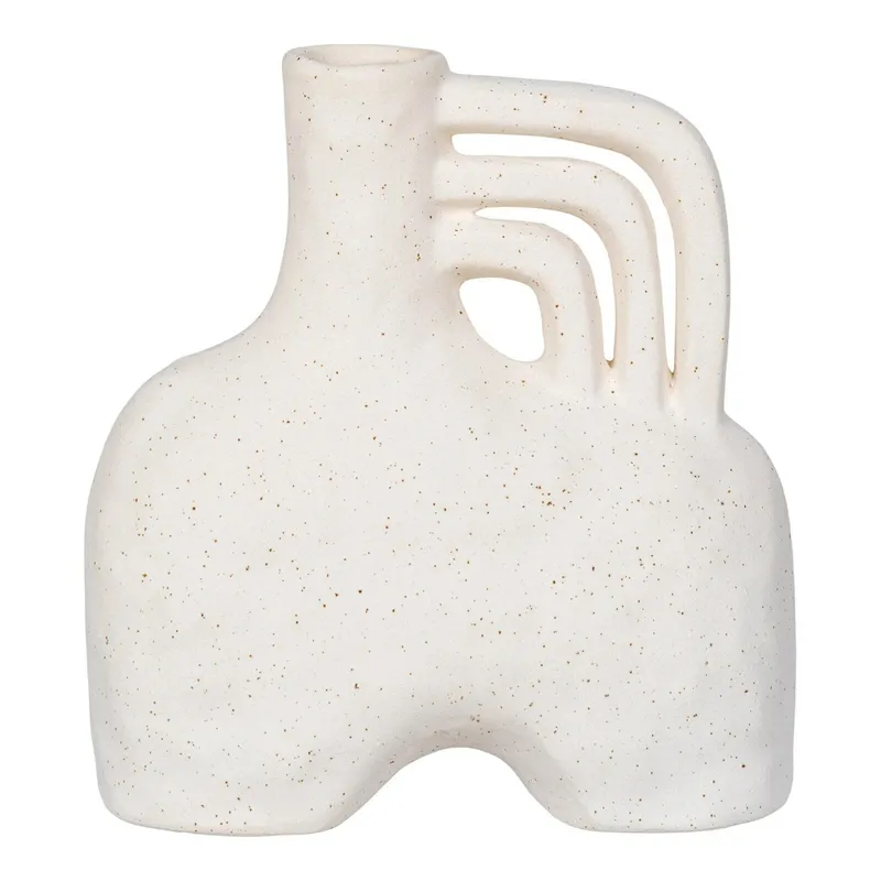 Wazon Ceramiczny MEBLIVA Rustykalny Nieregularny Kształt - Beżowy