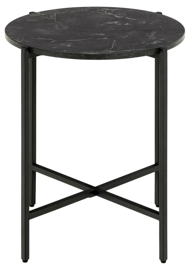 Stolik Kawowy MEBLIVA Lamoine, Metal MDF, Okrągły 40 cm - Czarny