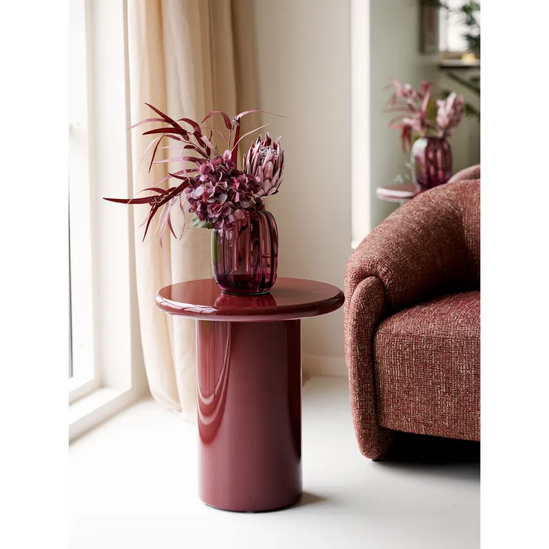 Stolik Kawowy MEBLIVA Otago Okrągły 45 cm MDF - Bordowy