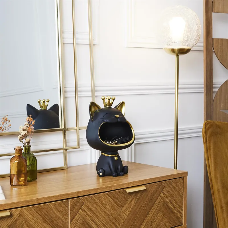 Figurka Kot Do Przechowywania MEBLIVA Glamour - Czarny