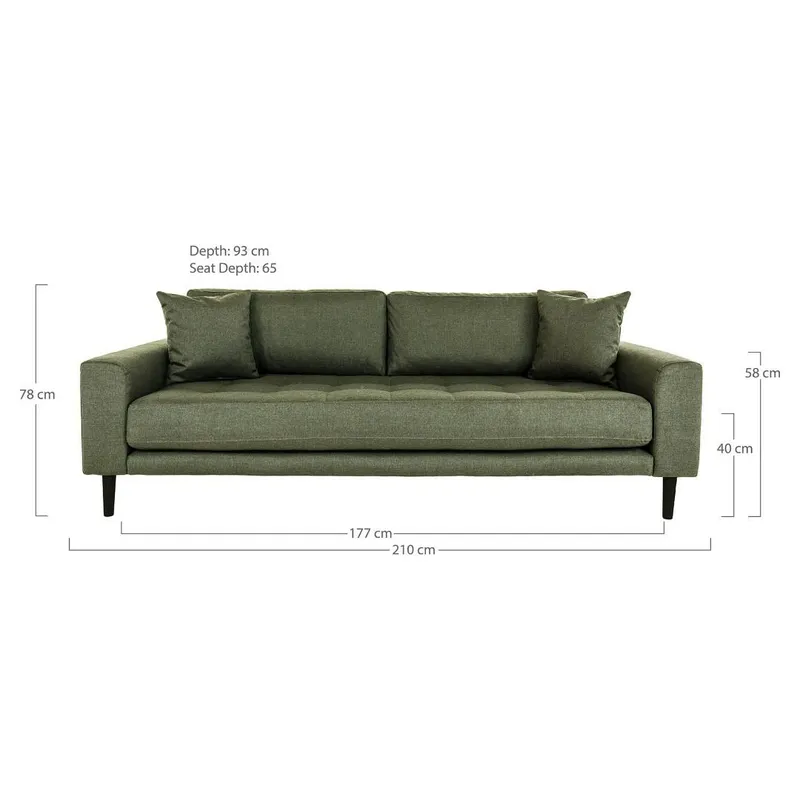 Sofa MEBLIVA Lido 3-OSOBOWA Skandynawska Poliester - Zielona