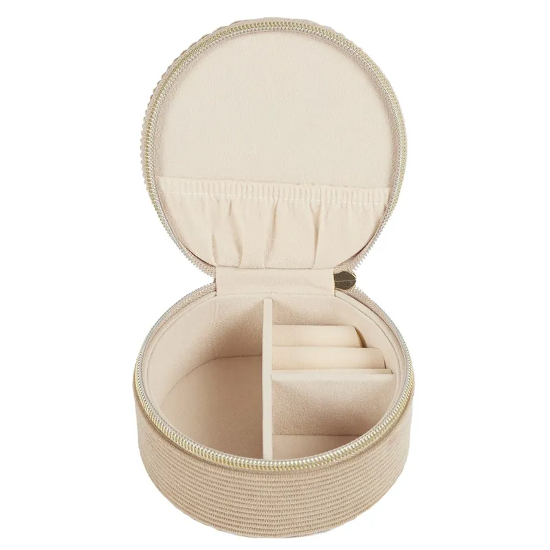 Organizer Na Biżuterię MEBLIVA Velo, Sztruksowy, 12,5x12,5 cm - Beżowy