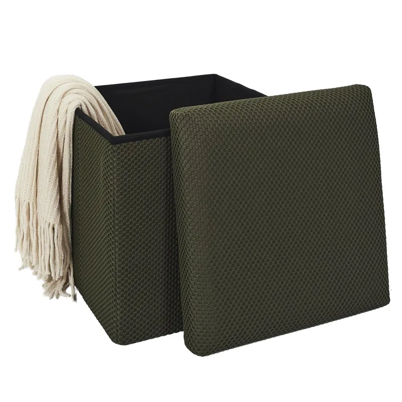 Pufa MEBLIVA Vels Atom Tkanina 38x38 cm Nowoczesna - Khaki