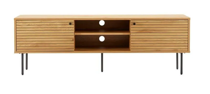 Szafka RTV MEBLIVA Lattes 150 cm, Drewno I Metal, Naturalne Drewno