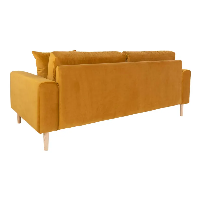 Sofa MEBLIVA Lido 2,5 Osobowa, Aksamit, Nogi Naturalne - Żółta