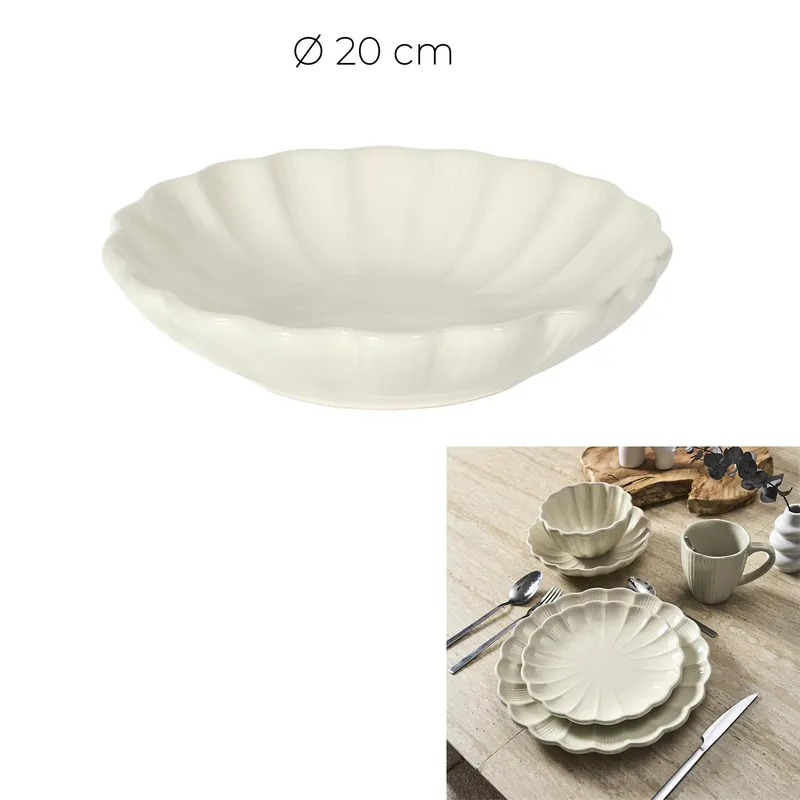 Talerz Głęboki MEBLIVA Calista Ceramika 20cm - Kremowy
