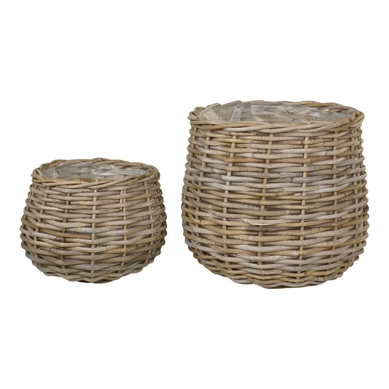 Zestaw 2 Koszy Pulo MEBLIVA Rattan Naturalny - Rustykalny Styl