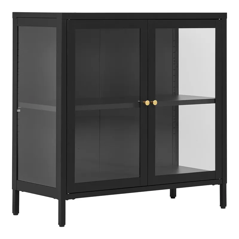 Witryna MEBLIVA Dalby Szklane Drzwi Metal - Czarny