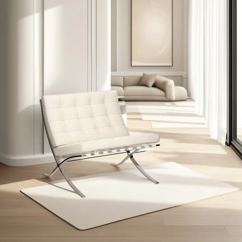 Fotel MEBLIVA BA1 Skóra Naturalna Minimalistyczny Design - Biały