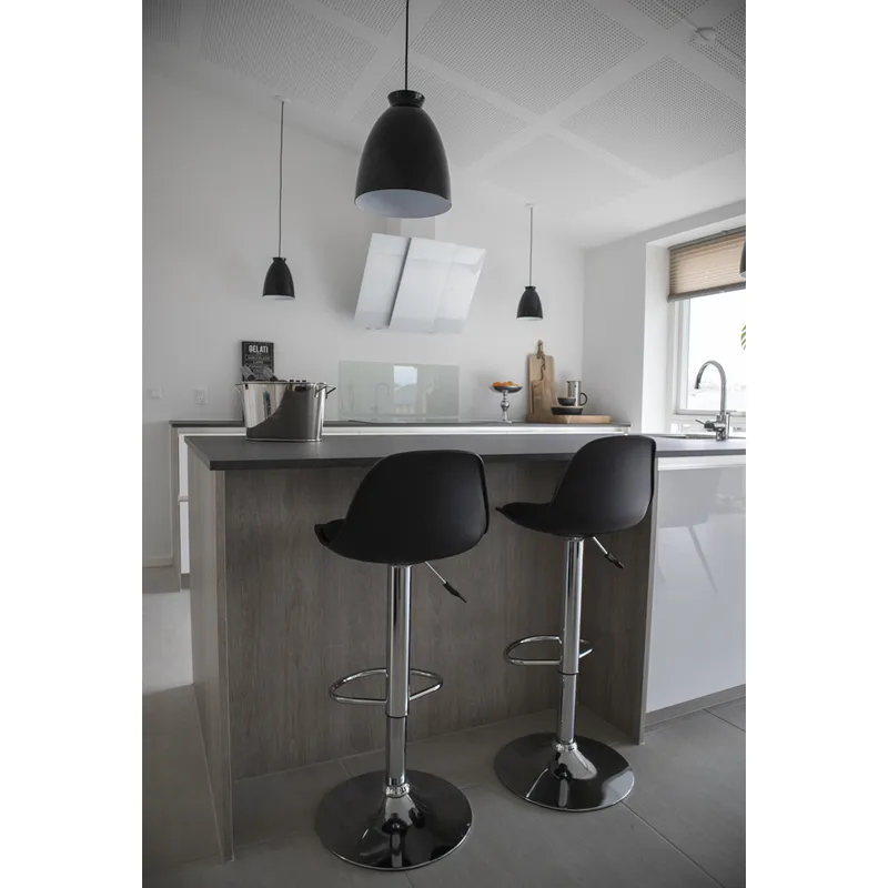 Hoker MEBLIVA Trondheim Z Oparciem, Nowoczesny Design - Czarny