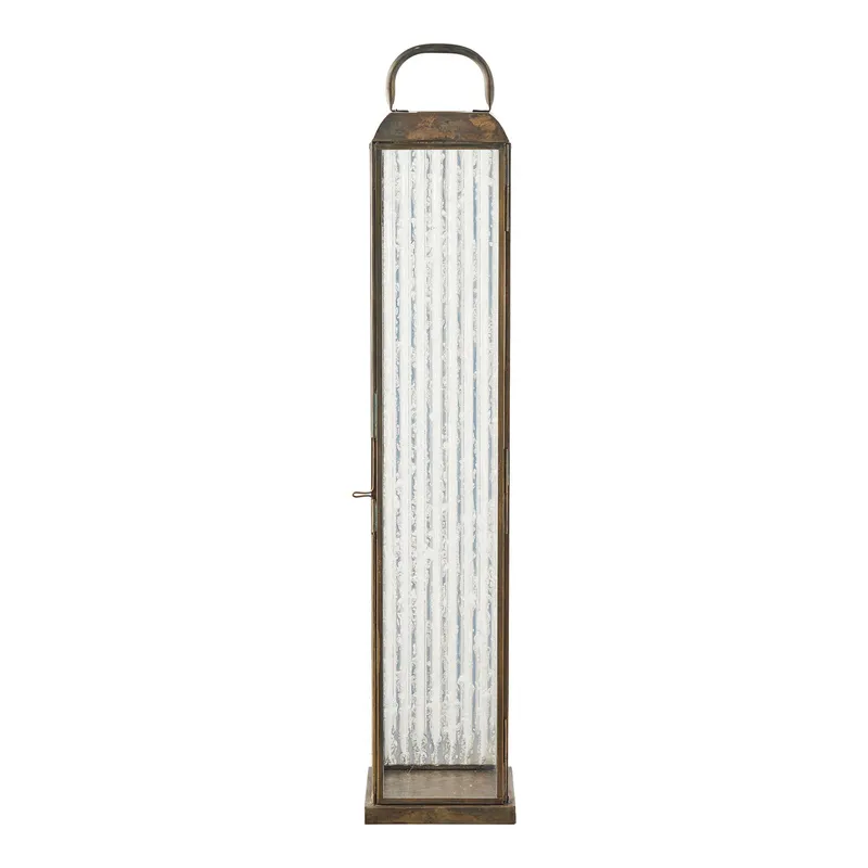 Lampion Ogrodowy MEBLIVA Herslev, Metal I Szkło, 60 cm - Mosiądz