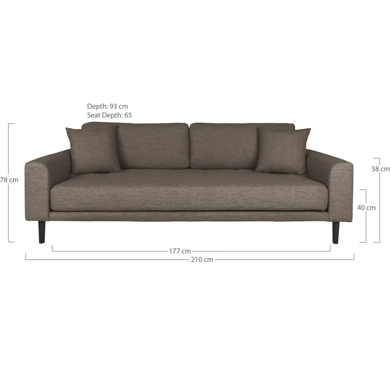 Sofa MEBLIVA Lido 3-OSOBOWA Skandynawska Poliester - Brązowa