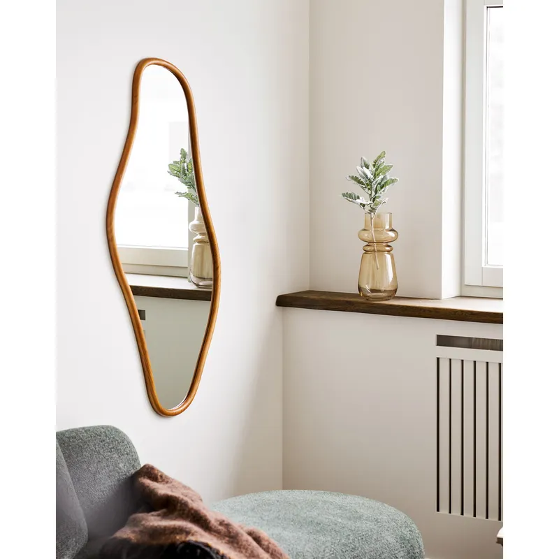 Lustro MEBLIVA Brandsby Owalne Drewniane 60x120 cm - Naturalne