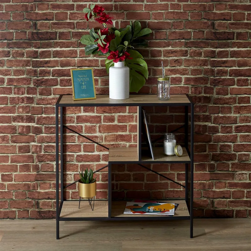 Regał MEBLIVA Rack S Industrialny Metal MDF - Czarny
