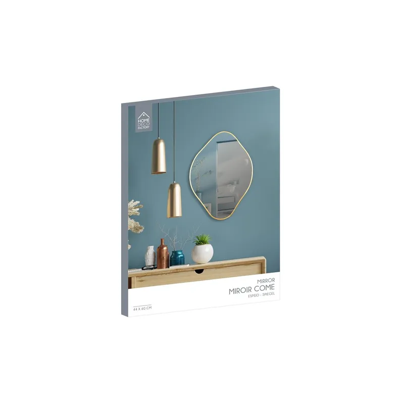 Lustro Diamond MEBLIVA 60 cm, Nieregularny Kształt Metal - Złoty