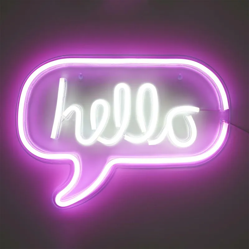 Lampa Dekoracyjna MEBLIVA HELLO Neon LED Nowoczesna - Różowy