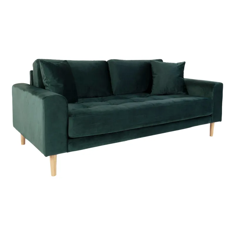 Sofa MEBLIVA Lido 180 cm, Aksamit, Skandynawska - Butelkowa Zieleń