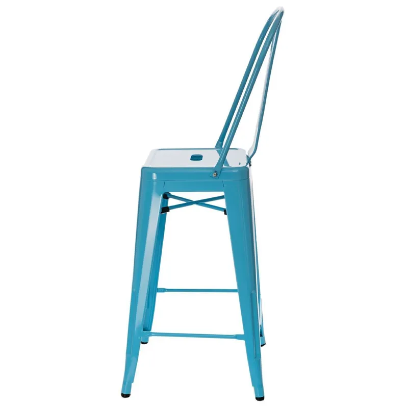 Hoker Barowy MEBLIVA Paris Back 66cm Metal Nowoczesny - Niebieski