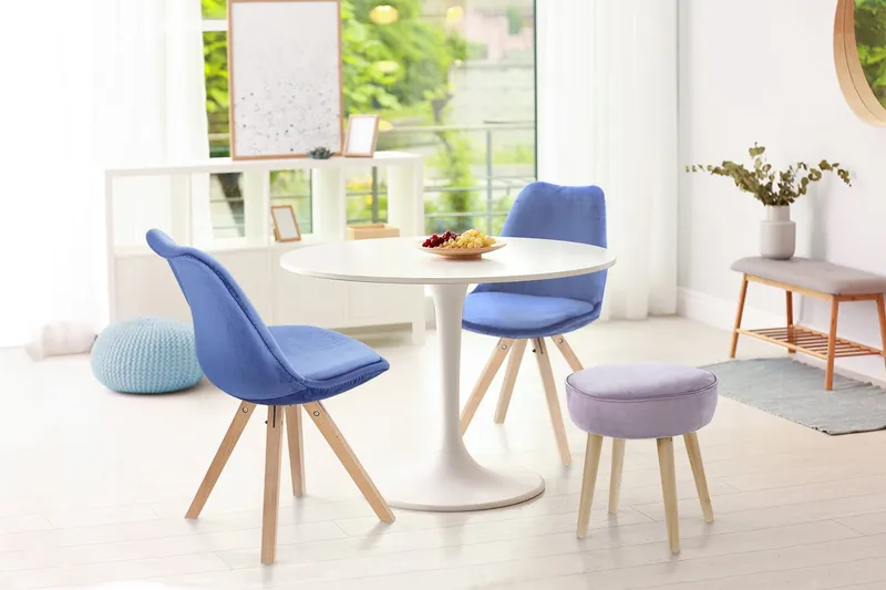 Stół Okrągły MEBLIVA Skinny White MDF Metal 90 cm - Biały