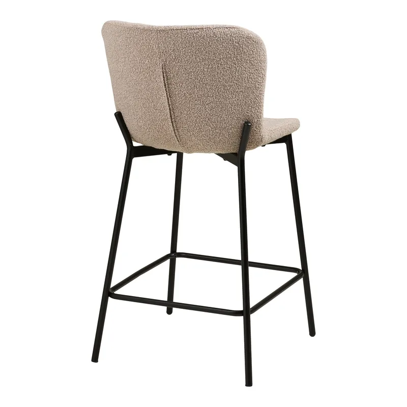 Krzesło Barowe MEBLIVA Maceda Bouclé, Nowoczesny Design - Beżowe