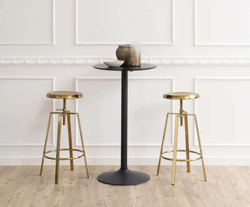 Stół Barowy MEBLIVA Ibiza Okrągły 60 cm MDF Metal - Czarny