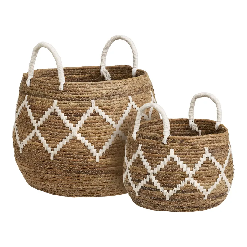 Zestaw 2 Koszy MEBLIVA Altea Włókno Naturalne Boho - Naturalny