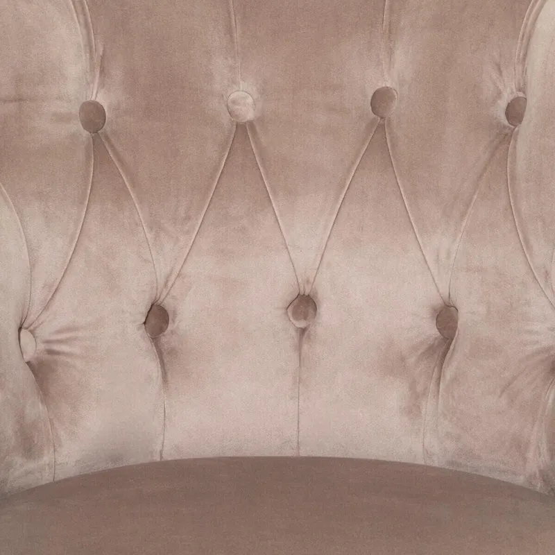 Fotel MEBLIVA Sixtine Velvet Pikowany Glamour - Beżowy Ciemny