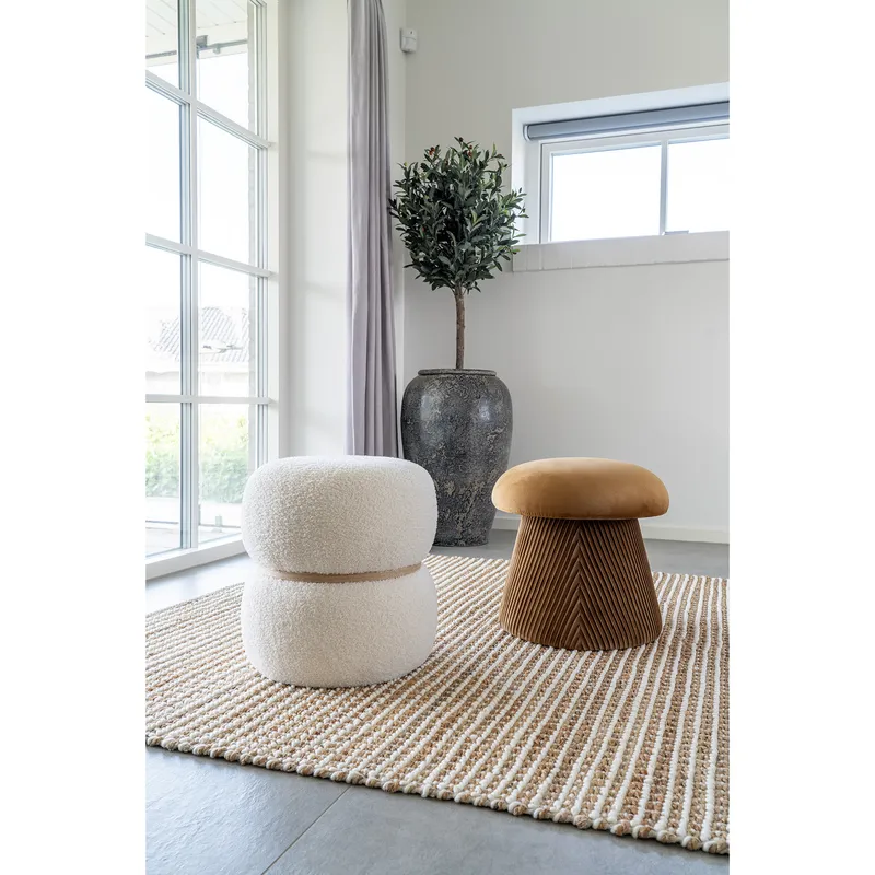 Pufa MEBLIVA Hampton Tapicerowana 42 cm, Styl Glamour - Żółta