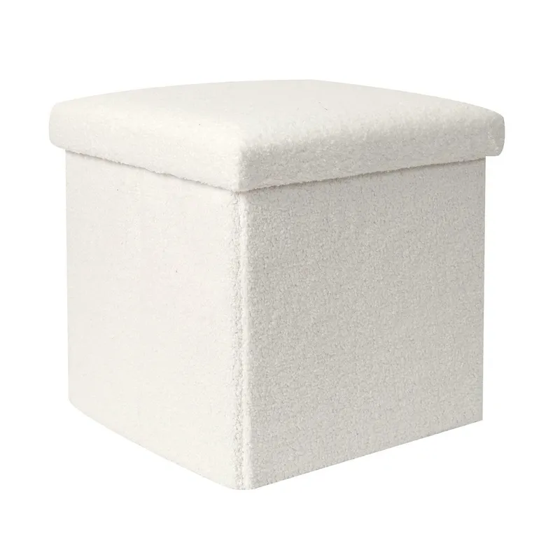 Pufa MEBLIVA Vels Boucle Składana, Aksamit, 38x38 cm - Biała