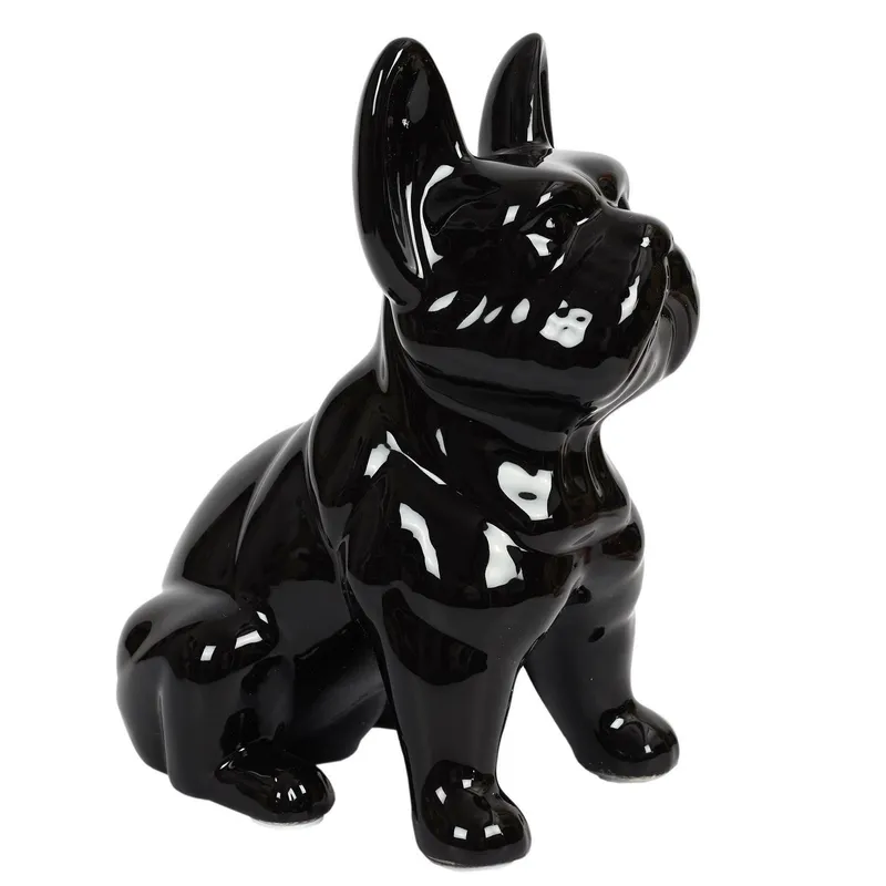 Figurka Buldoga MEBLIVA Ceramika Dekoracyjna 30 cm - Czarna